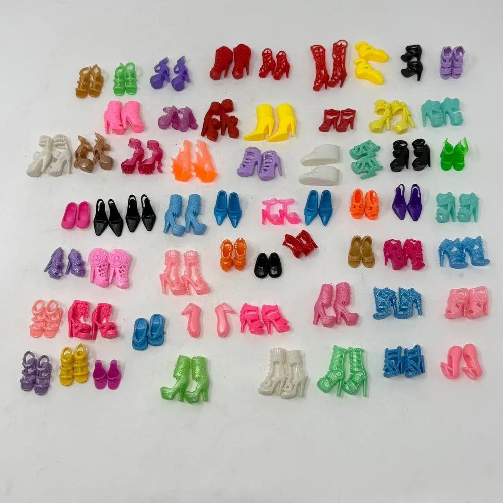 Unbranded Barbie Size Doll Shoes Lot 60 Pairs Heels Boots Sandals Multicolor Y2K